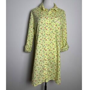 Victoria's Secret Womens Cottage Floral Nightshirt M Yellow Cotton Sleepwear